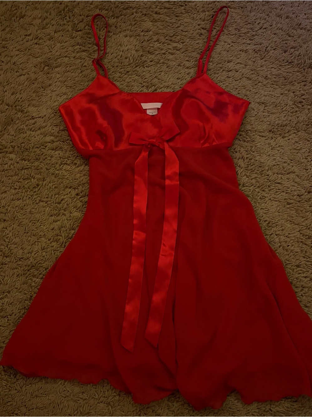 Vintage Victoria's Secret Satin Babydoll Slip Dress With Bow 90's
